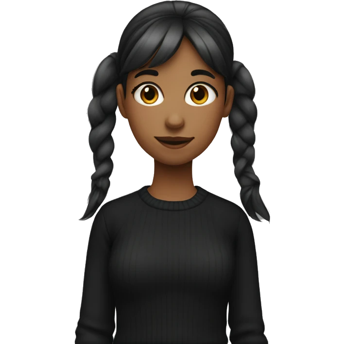 A girl with side ponytail and side bangs wearing a black sweater  emoji