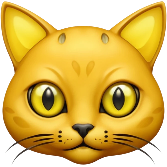 dark yellow alien cat face with alen eyes emoji