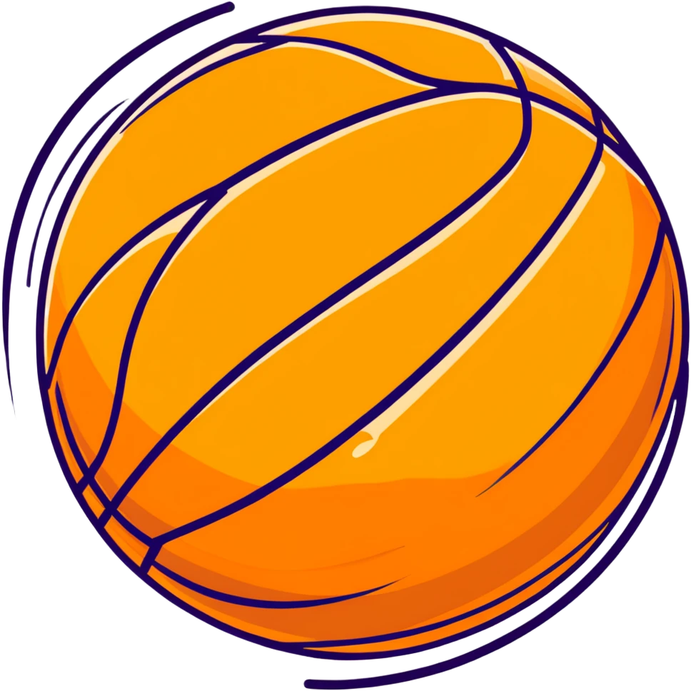 Glossy golden basketball with orange lines emoji