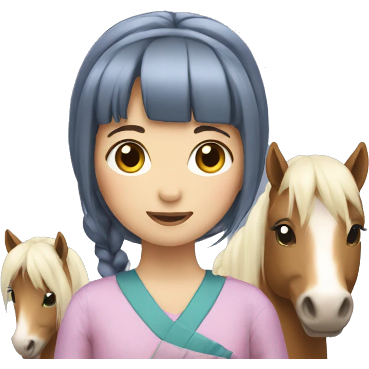 japanese girl with two ponies  emoji