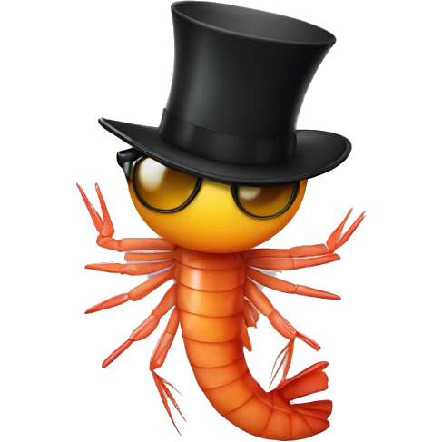 A shrimp mooning someone wearing a tophat and sunglasses emoji