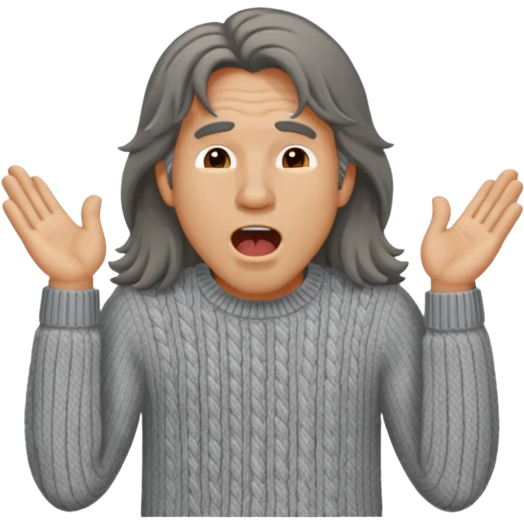 yawning long haired man in sweater emoji