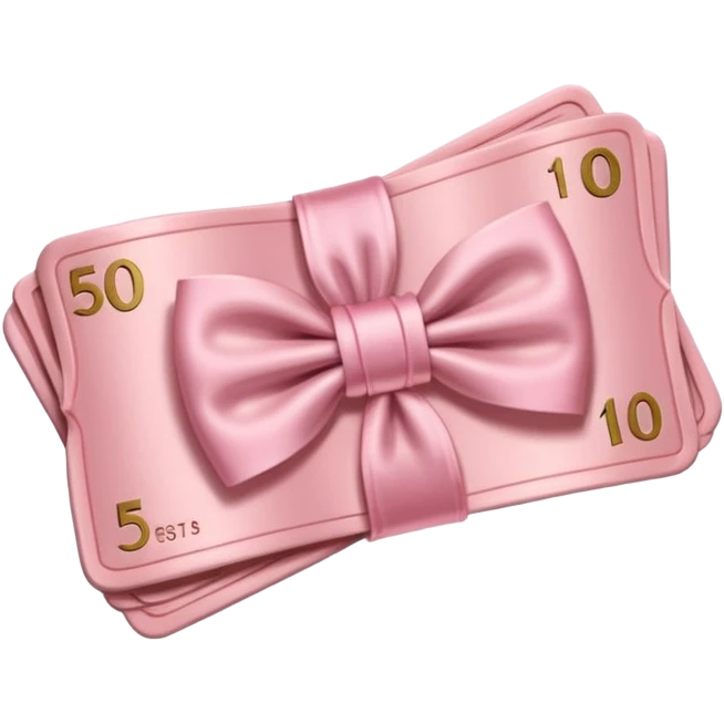 liasse de billets euros avec un noeud rose en satin rose poudré  emoji