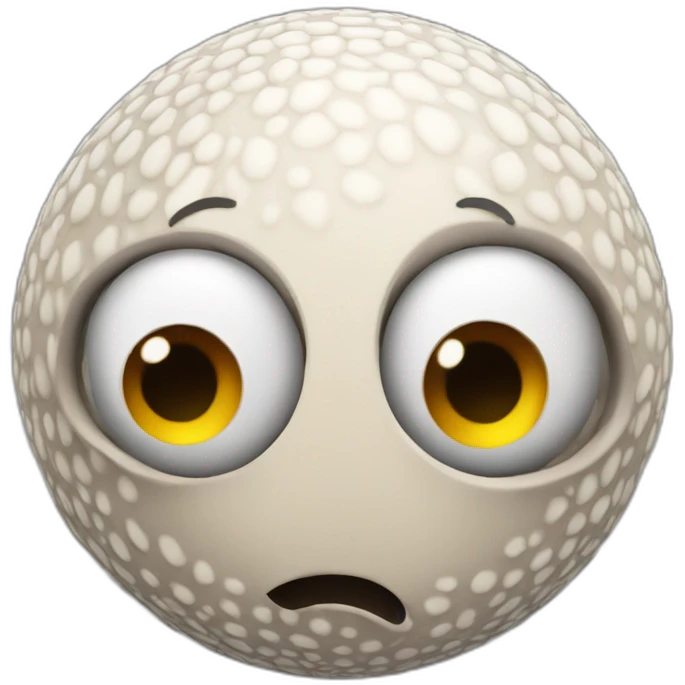 3d sphere with a cartoon wistful skin texture with big childish eyes emoji