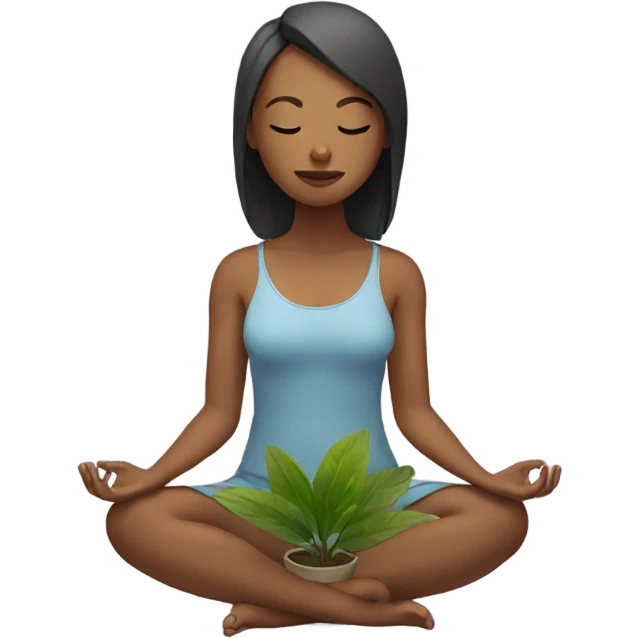 meditating girl with a plant emoji