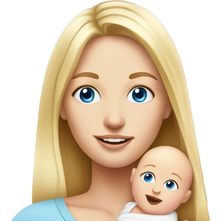 blue eyed blonde mom and newborn girl realistic pink emoji
