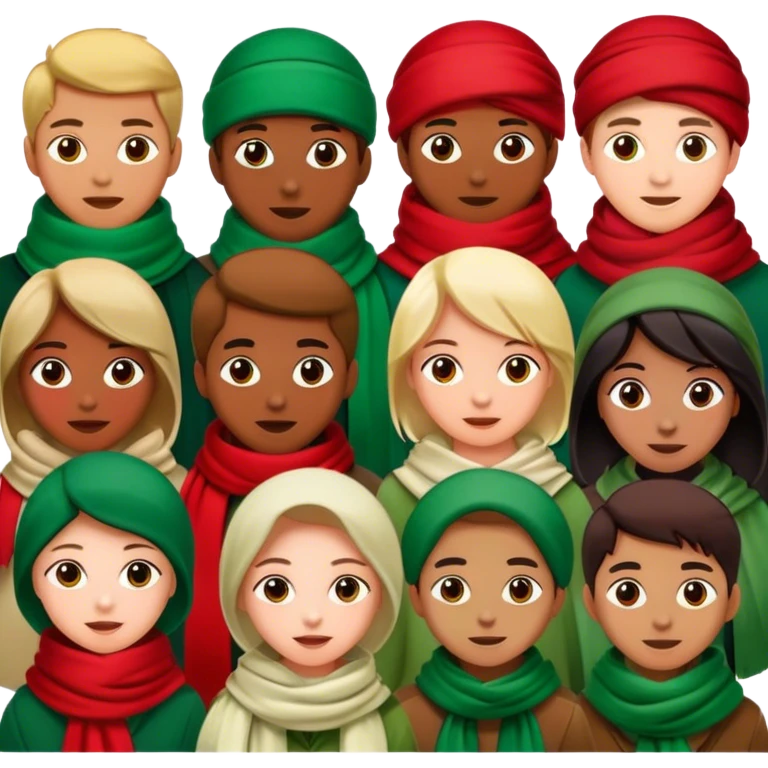 family in red-green scarfs emoji