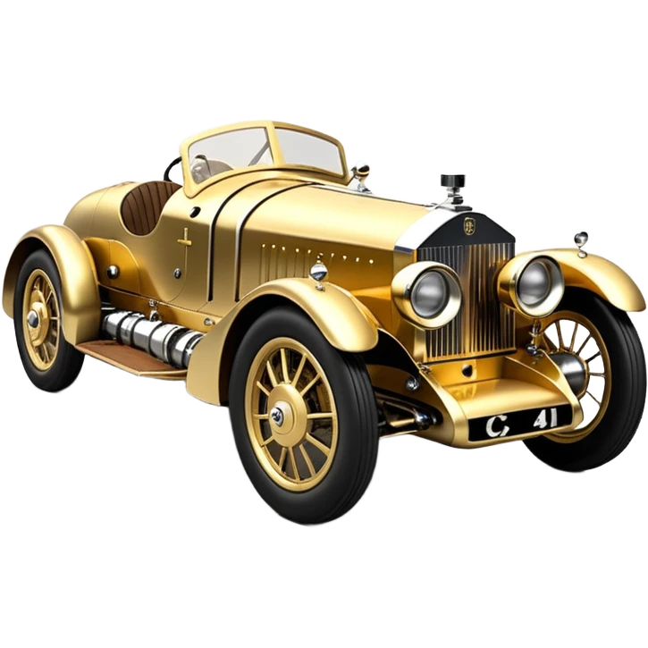  1949 luxury racing c-3po Rolls Royce lowered powerful 4 cylinder engined racing car featuring advanced rugged 4 wheel independent suspension, power steering, disc brakes and small leather covered steering wheel  emoji