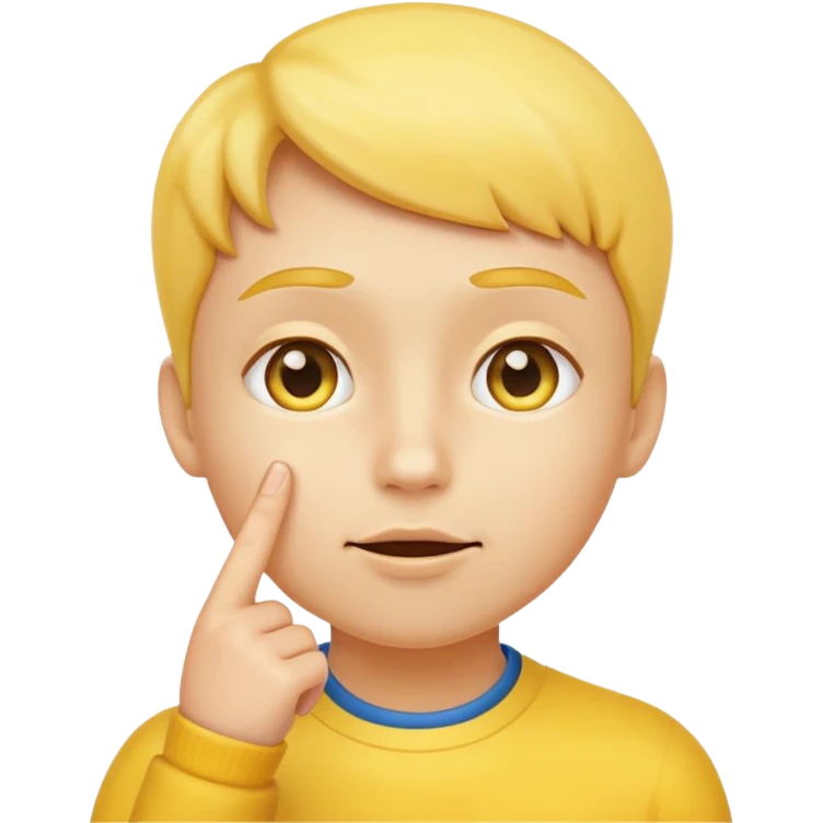 thinking face emoji, yellow face, finger on cheek, looking up emoji