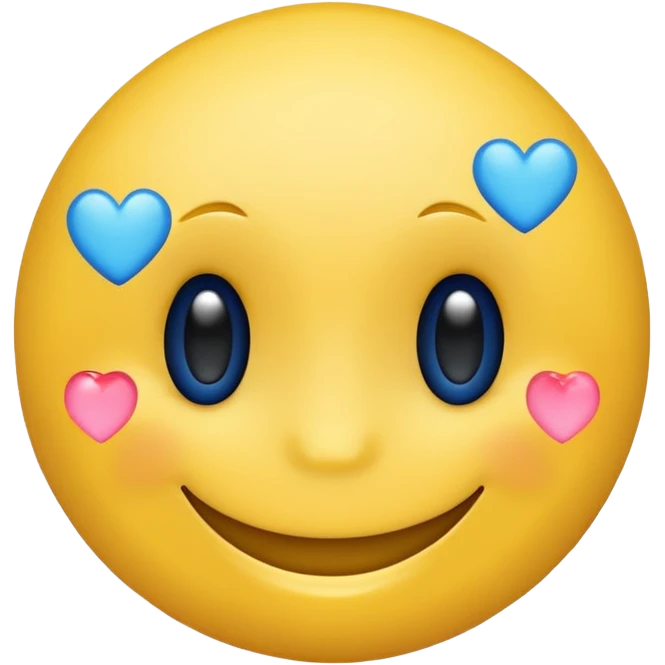regular smiley face with blue hearts emoji