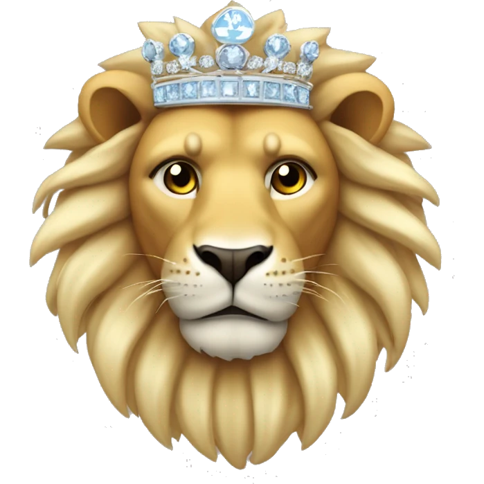 Un león fuerte con corona de diamantes  emoji