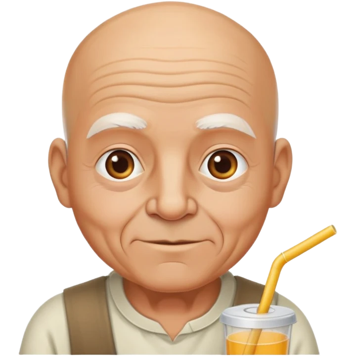 An old bald man with a straw emoji