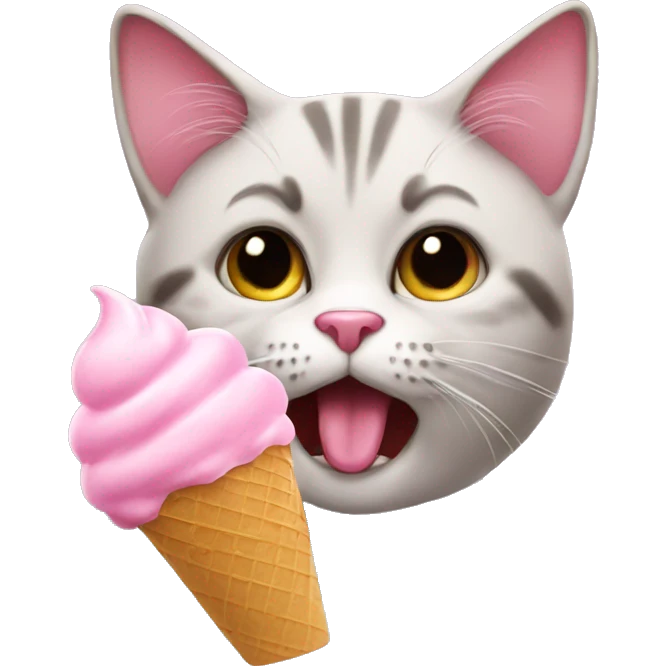 Cat eating ice cream pink emoji