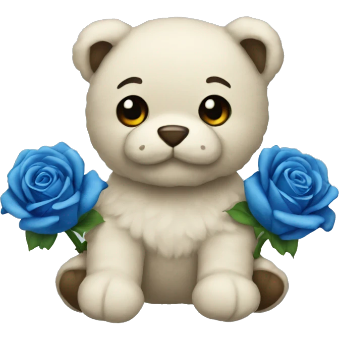Peluche with blue roses  emoji