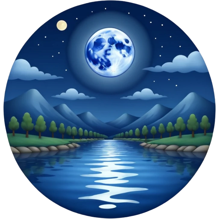 full moon over rippling river emoji