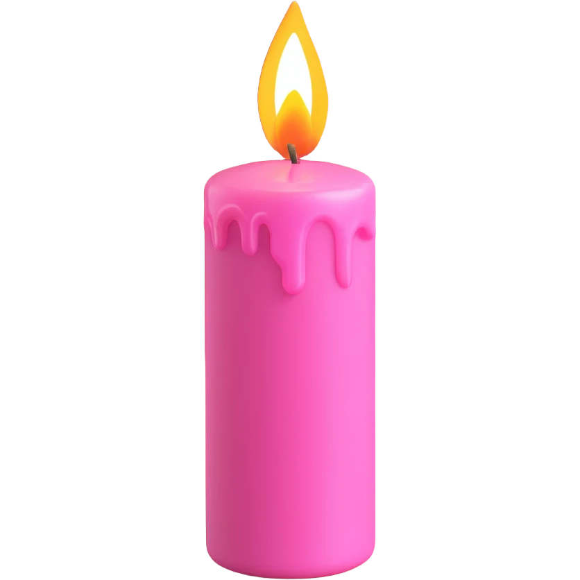A pink candle with a flame on it, viewed from top to gorund. emoji