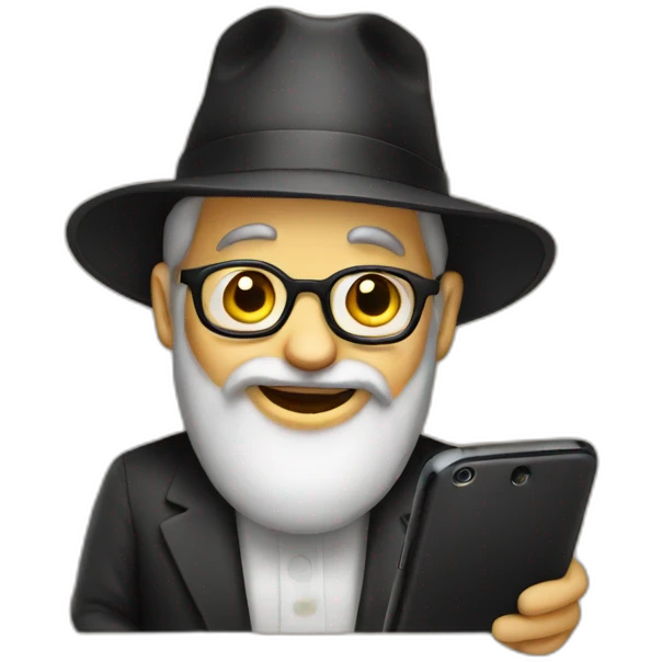 Rabbi with smartphone emoji