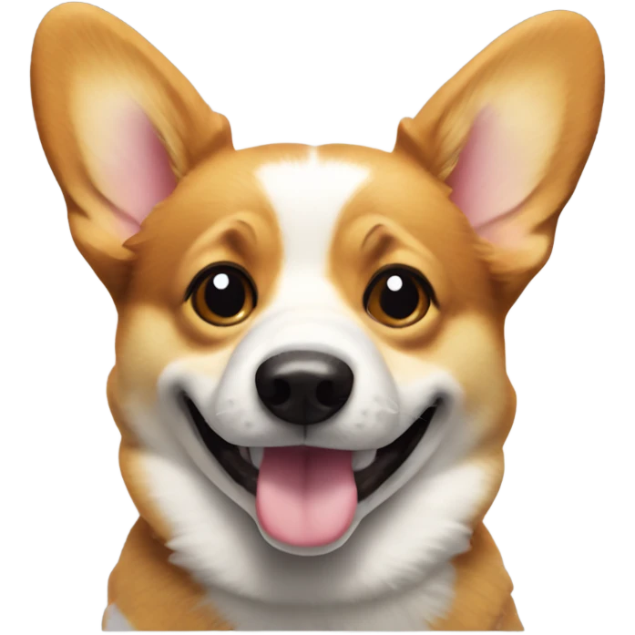 Corgi dog with a mostly black face winking emoji