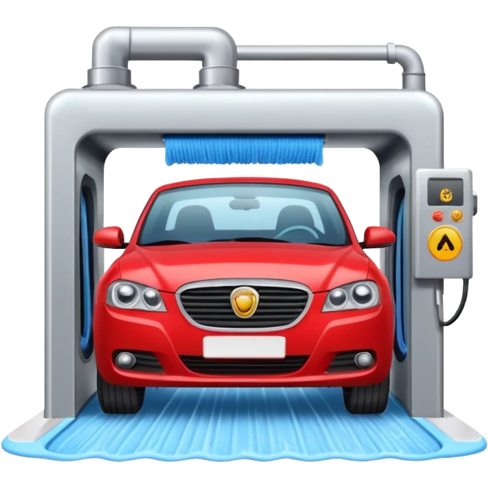 create me an image for a vertical in my super app, Car wash, entering the auto wash machine emoji