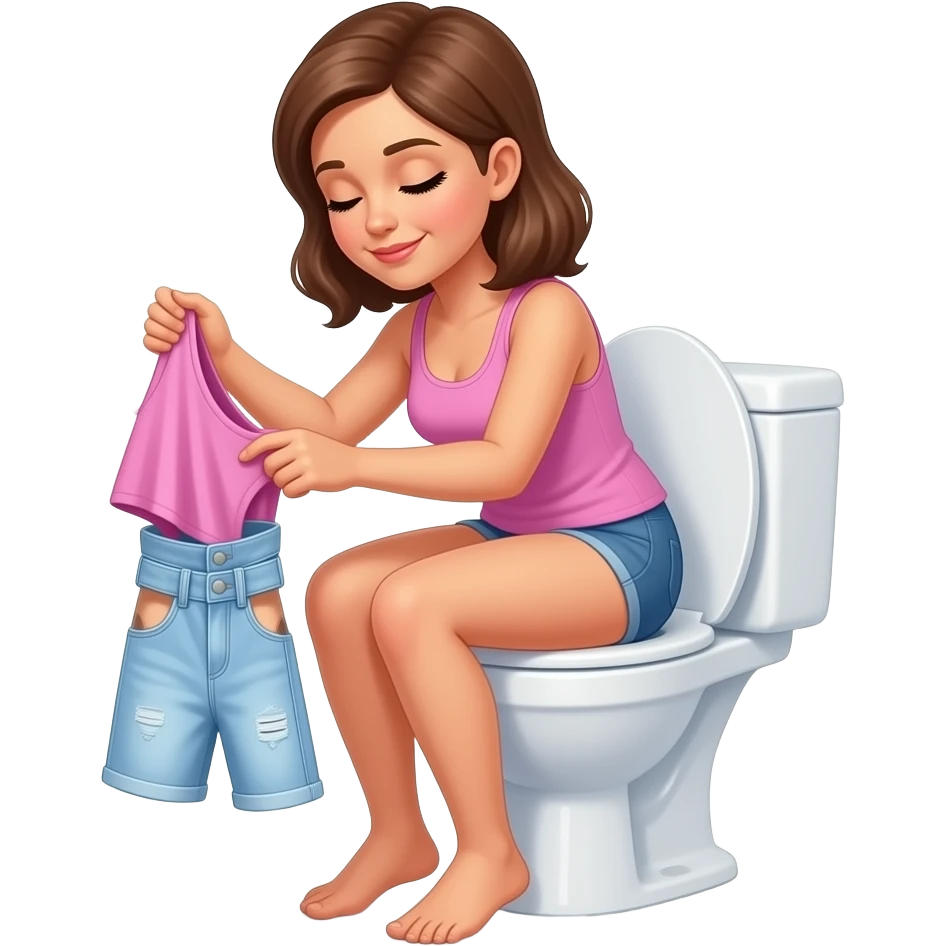 Woman takes off her clothes on toilet emoji