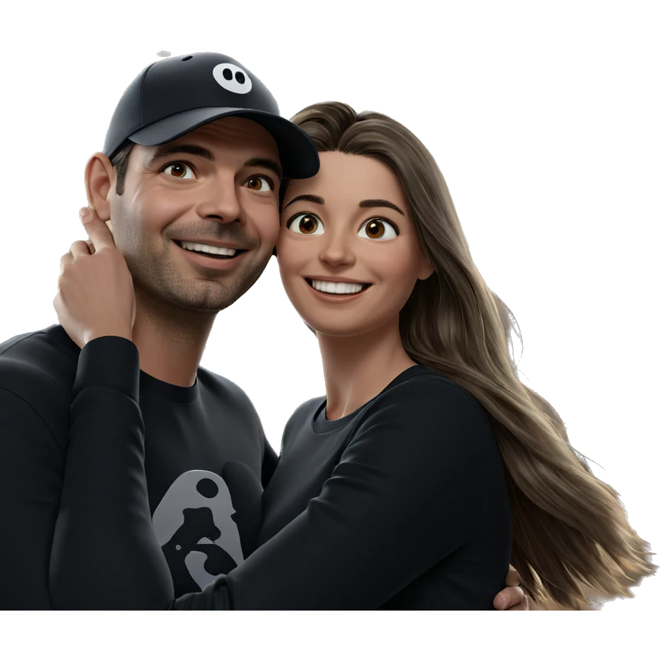 couple smiling under the sky emoji