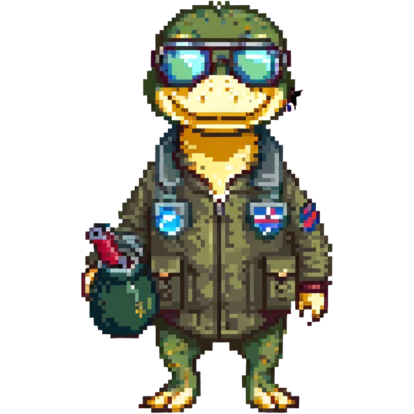 A crocodile as a bombardier emoji