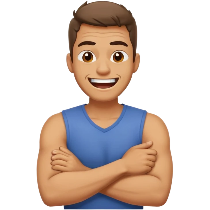 man with arms crossed in front of neck angrily laughing  emoji