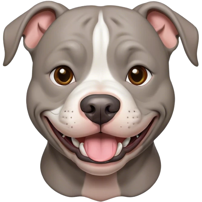 Fully Gray pitbull smiling head emoji