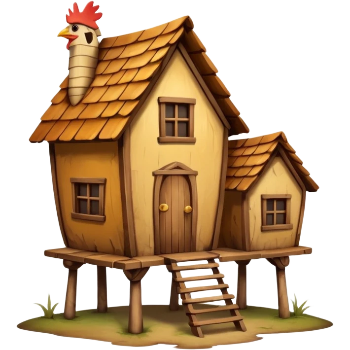 wooden house on chicken legs emoji