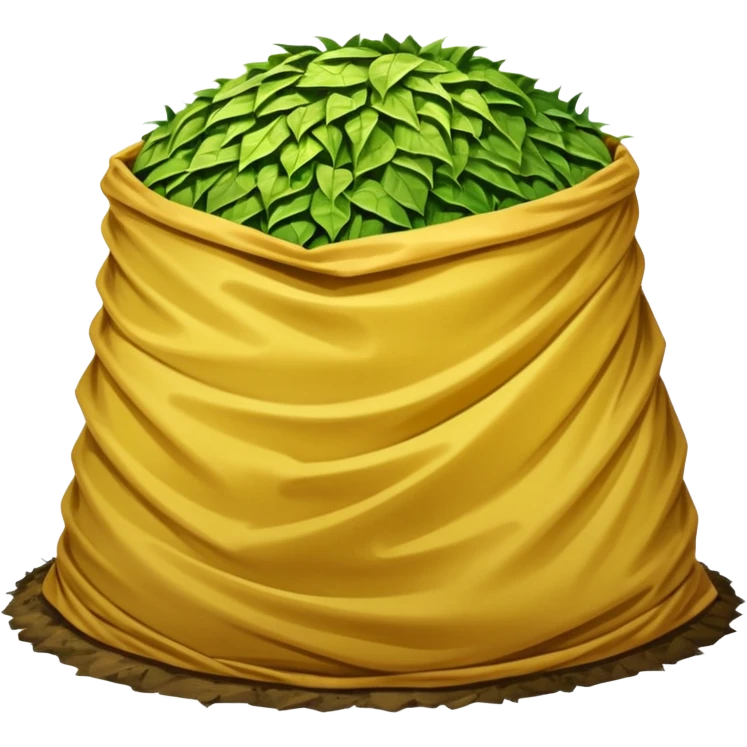 a mound of yellowish pressed silage, covered by plastic sheeting, but uncovered on one side emoji