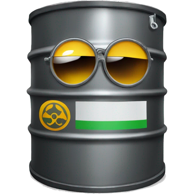 oil drum with hazardous waste and sunglasses emoji