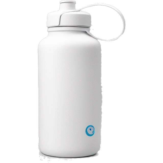 white water bottle with white lid, white handle strap emoji