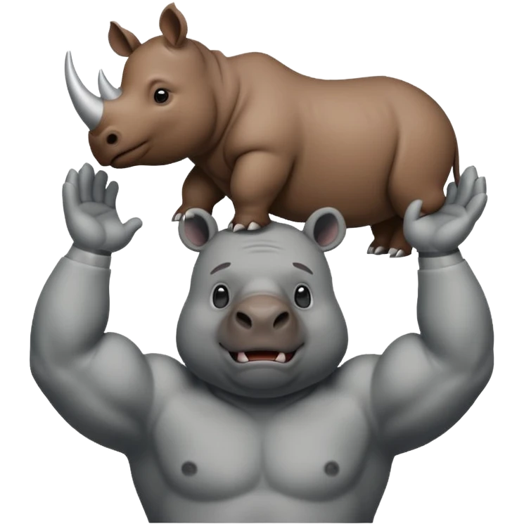 Rhino holding a bear over its head emoji