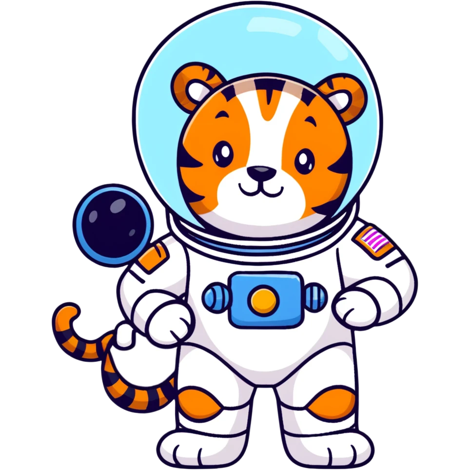 cute tiger cosmonaut emoji