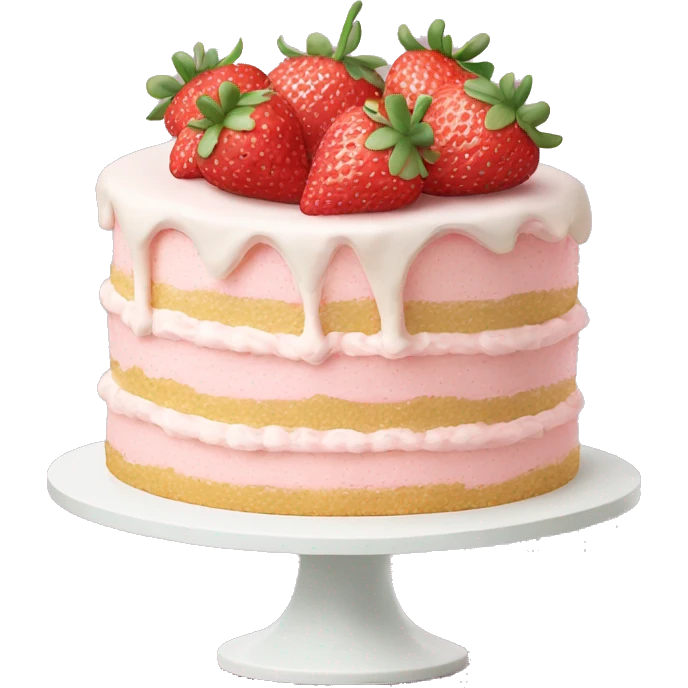Light Pink strawberries and cream birthday cake  emoji