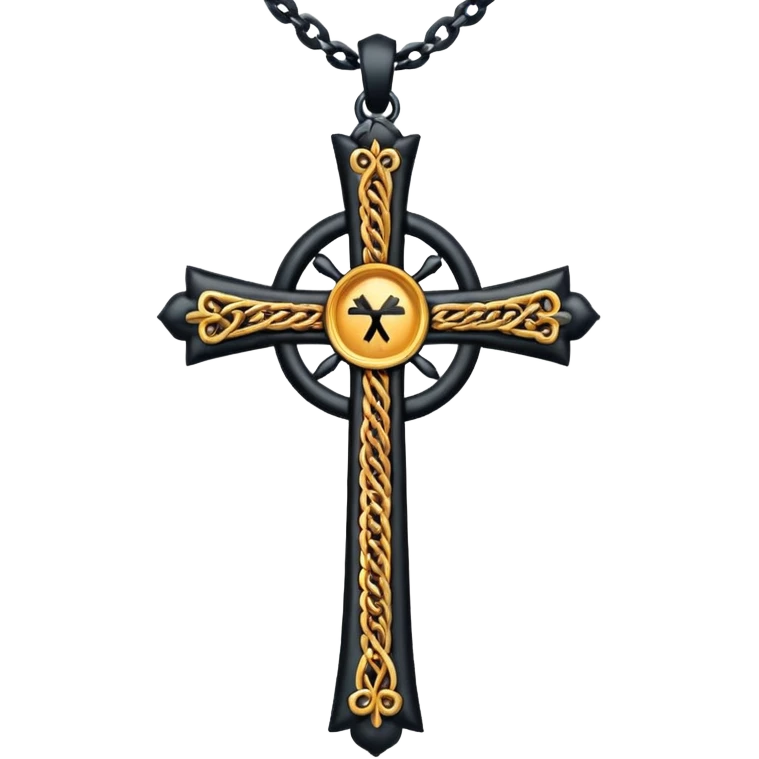 Ein christen kreuz schön verziert mit ketten in schwarz  emoji