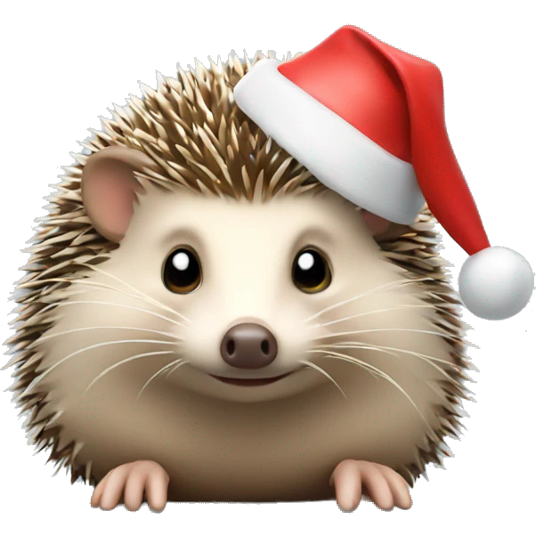 Hedgehog with christmas hat emoji