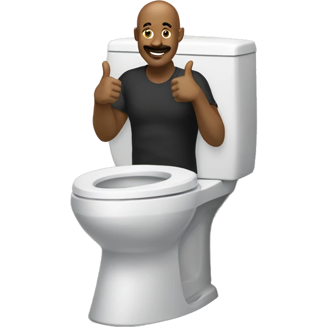 a bald black man with a mustache climbing out of a toilet, giving you a thumbs up emoji