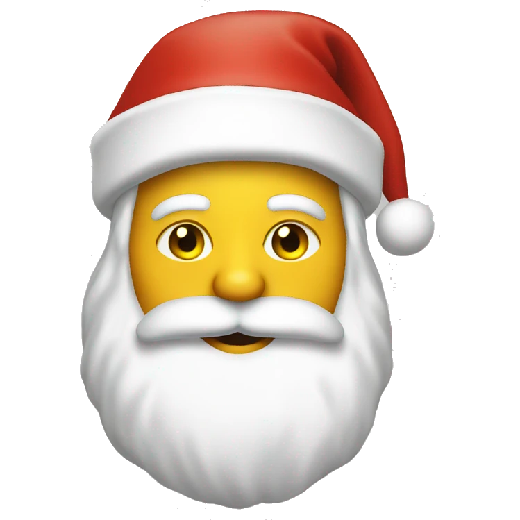 Santa Claus with a white beard and yellow face emoji