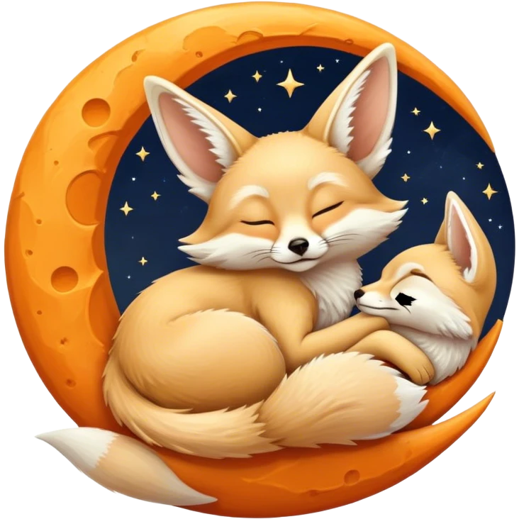 fennec sleeping on a moon sickle  emoji