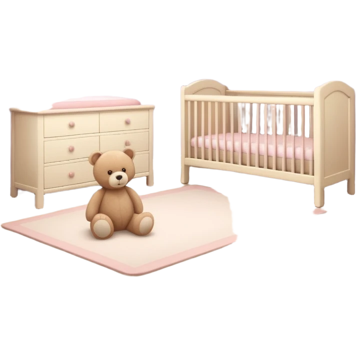 baby room, Cozy baby room with crib and teddy bear emoji