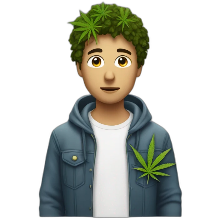Jeune homme qui fume de la weed emoji