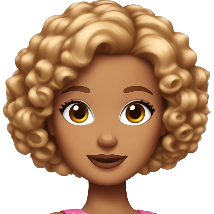brown curly short hair barbie emoji