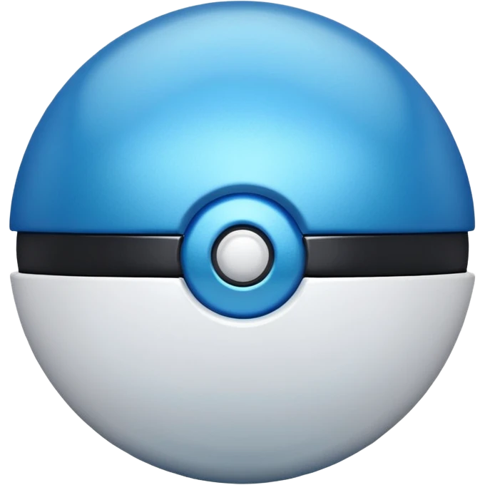 blue pokeball emoji, top half is a more saturated blue, bottom half is white, black stripe, with a metallic sheen emoji