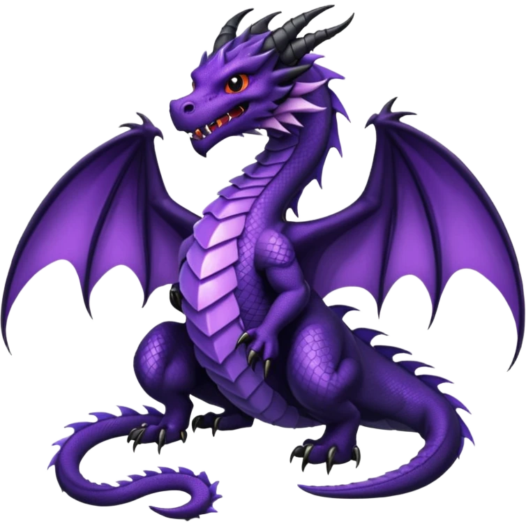 Black and dark purple dragon wearing chains around its neck emoji
