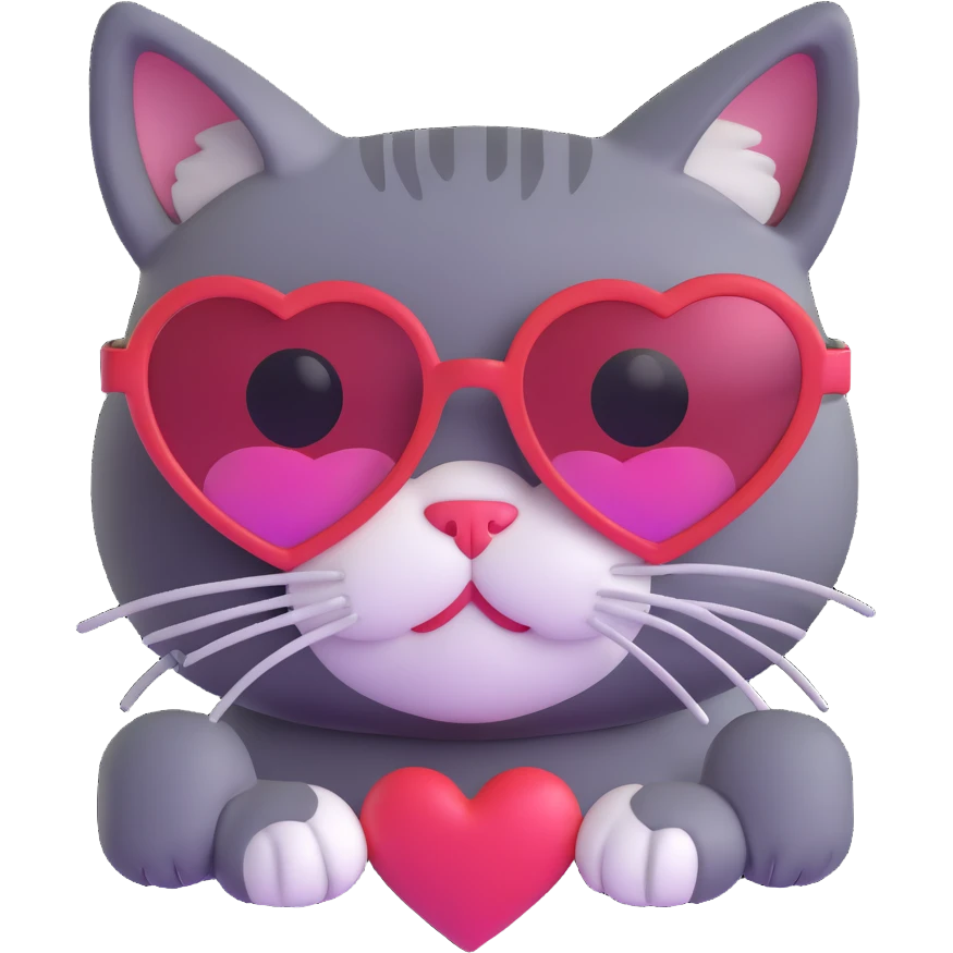 Cat wearing heart-shaped sunglasses emoji
