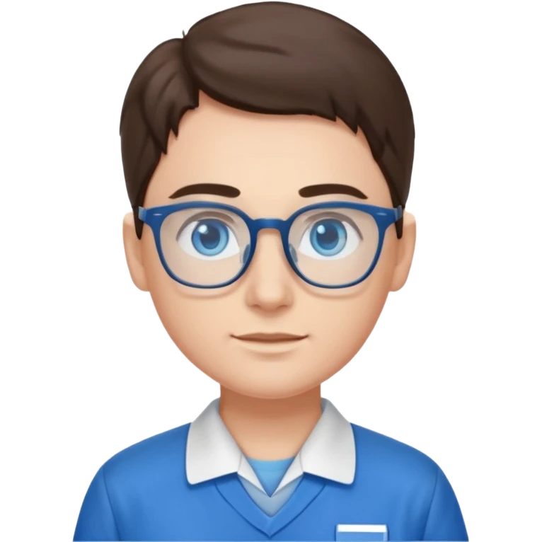 Generate from my photo blue eyes with glasses wearing care blue uniform emoji