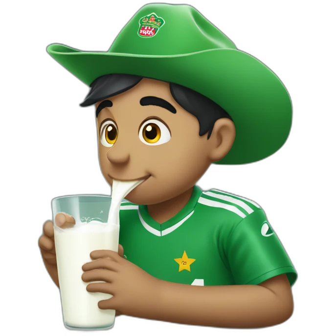 Babar azam drinking milk with kids bottle emoji