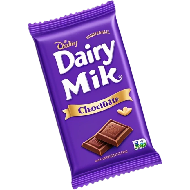 dairy milk chocolate bar, packaging, partially unwrapped emoji