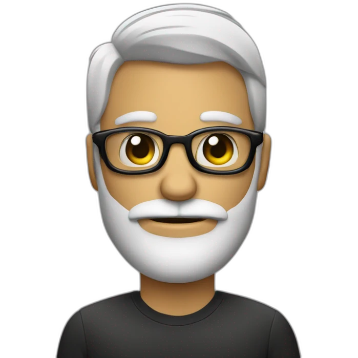 Hombre calvo con gafas negras y barba emoji